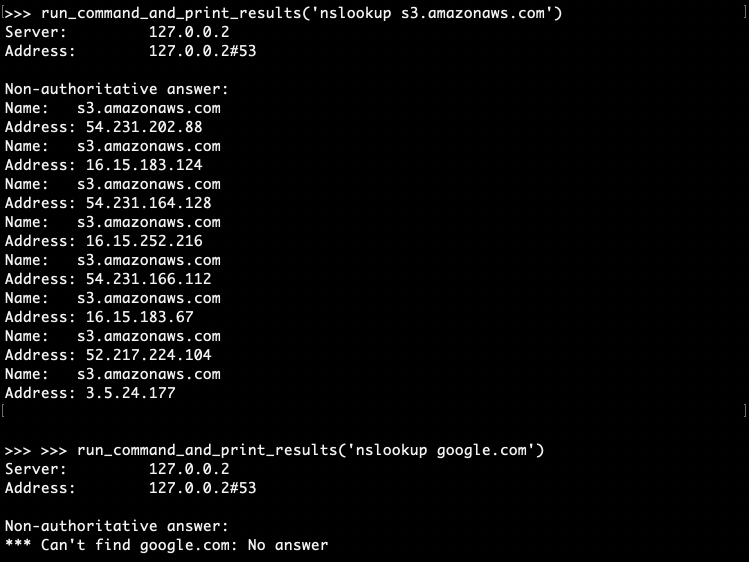 “S3 resolves, Google blocked”